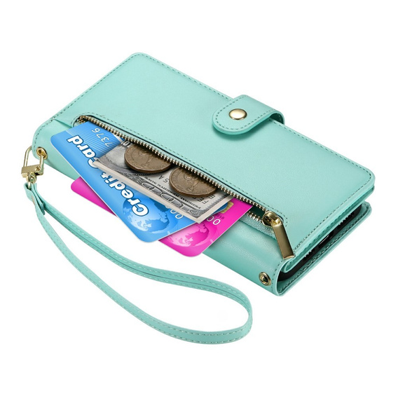 Klapkové puzdro pre Samsung Galaxy A56 5G, Wallet Zipper Pocket, zelený