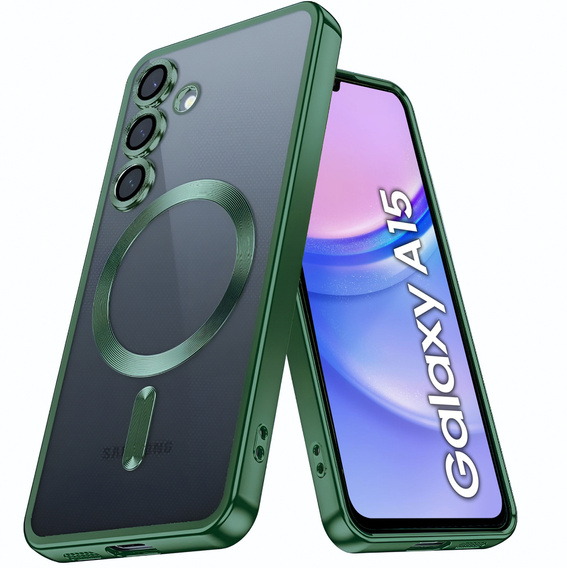 Puzdro pre Samsung Galaxy A15 4G/5G, Electro MagSafe, zelený + sklo na displej