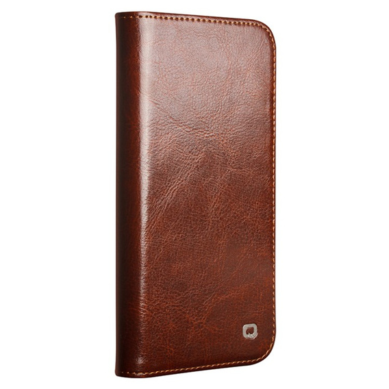 Flipové puzdro pre Iphone 16E, QIALINO Leather Wallet, hnedé