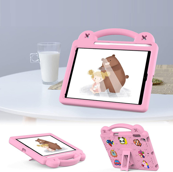 Detské puzdro pre iPad 9.7" 2018/2017 (6/5 gen.) / Pro 9.7" 2016, Cute Patterns, so stojanom, ružové