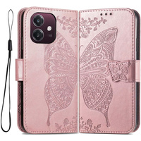 Klapkové puzdro pre Oppo A40 / Oppo A40m, Butterfly, ružové rose gold