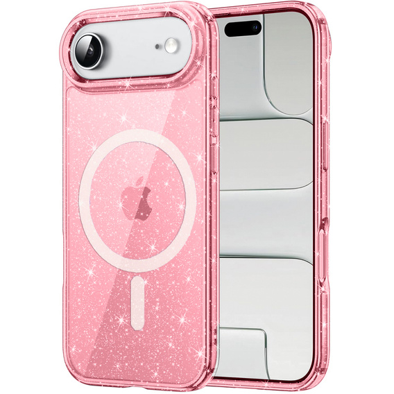 Puzdro pre iPhone Air, pre MagSafe, trblietavé, priesvitné ružové