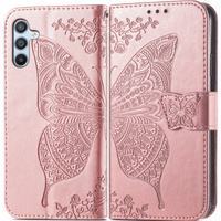 Klapkové puzdro pre Samsung Galaxy A56, Butterfly, ružové rose gold