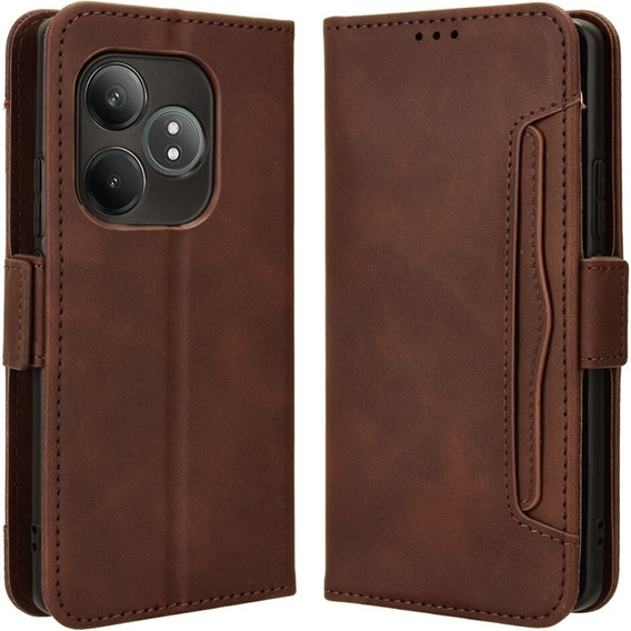 Klapkové puzdro pre Realme GT 6 / 6T, Card Slot, hnedé