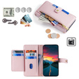 Klapkové puzdro pre Realme 14 Pro+ 5G, Wallet Zipper Pocket, ružové