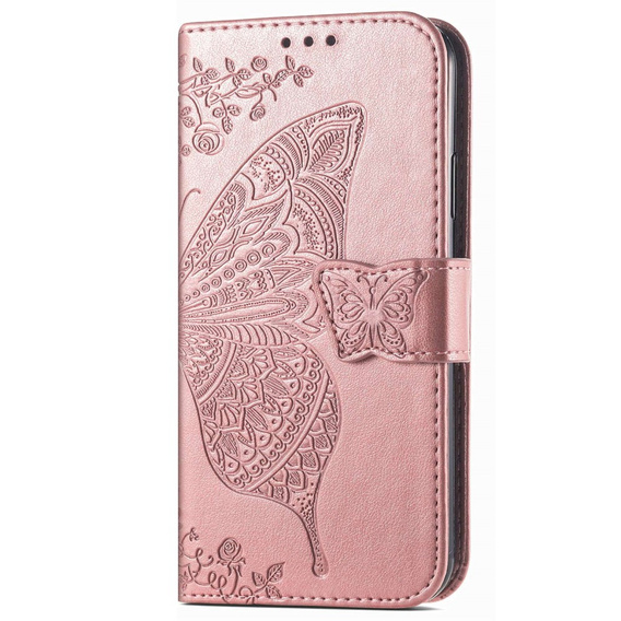 Klapkové puzdro pre Samsung Galaxy M13, Butterfly, ružové rose gold