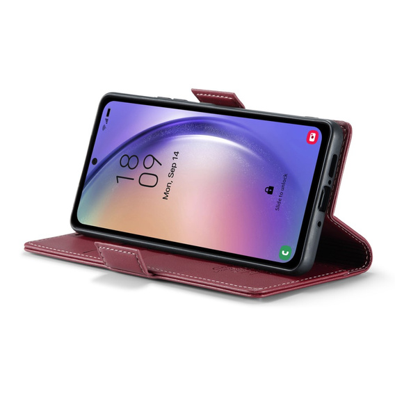 CASEME flipové puzdro pre Samsung Galaxy A54 5G, Litchi Wallet, červené