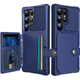 Puzdro pre Samsung Galaxy S24 Ultra Card Holder Kickstand, Card Holder Kickstand, modré