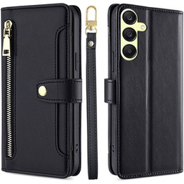 Klapkové puzdro pre Samsung Galaxy A25 5G, Wallet Zipper Pocket, čierne