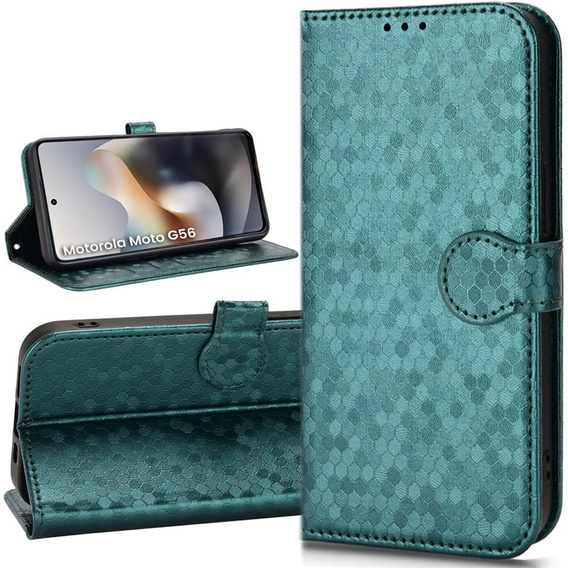 Flipové puzdro pre Motorola Moto G56 5G, Wallet Rhombus, zelený