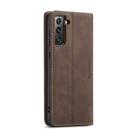 CASEME puzdro pre Samsung Galaxy S21 FE, Leather Wallet Case, káva