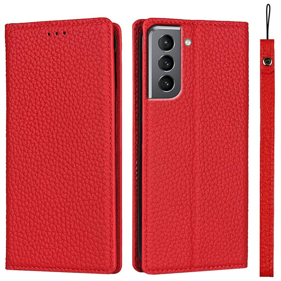 Kožené puzdro pre Samsung Galaxy S22, ERBORD Grain Leather, červené