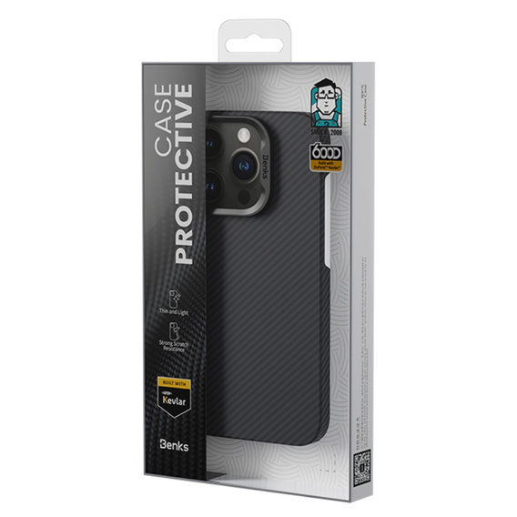 Puzdro BENKS Kevlar pre iPhone 15 Plus, Carbon Fiber, čierne