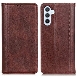 Obal na mobil pre Samsung Galaxy A36 5G, Wallet Litchi Leather, hnedé