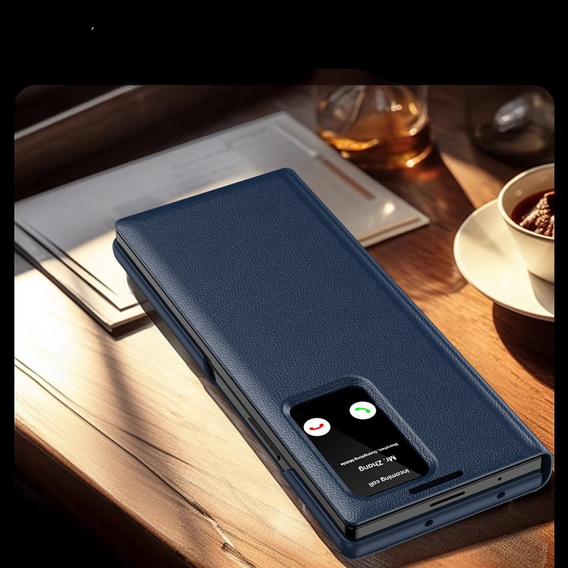 Flipové puzdro pre Samsung Z Fold5 5G, Smart View Wallet, tmavomodré