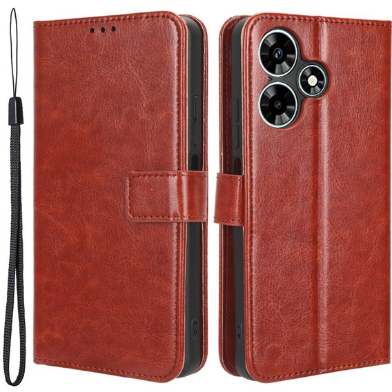 Klapkové puzdro pre Infinix Hot 30, Crazy Horse Wallet, hnedé