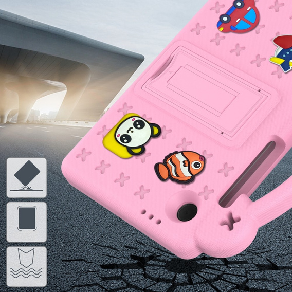 Detské puzdro pre Samsung Galaxy Tab A9, Cute Patterns, so stojanom, ružové