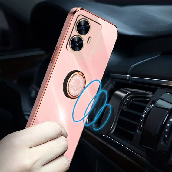 Obal na mobil pre Realme C55, Electro Ring, ružové rose gold