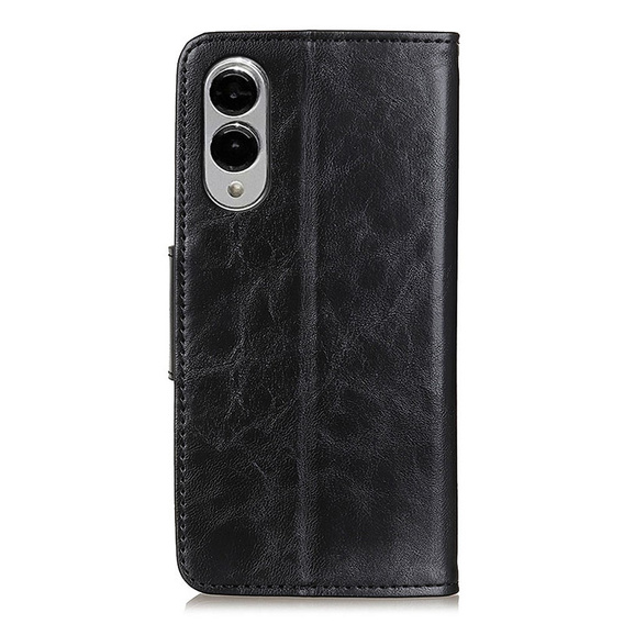 Klapkové puzdro pre Samsung Galaxy S25 Edge, Crazy Horse Wallet, čierne
