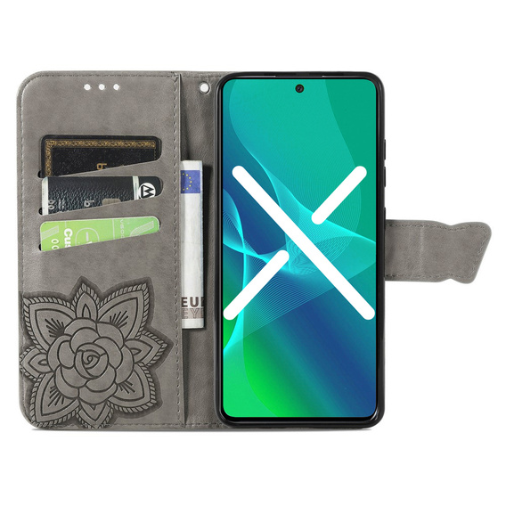 Klapkové puzdro pre Xiaomi Redmi 12C, Butterfly, sivé