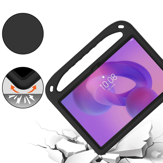 Detské puzdro pre Lenovo Tab M11, detské puzdro s rukoväťou, čierne
