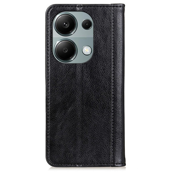 Obal na mobil pre Xiaomi Redmi Note 13 Pro 4G, Wallet Litchi Leather, čierne