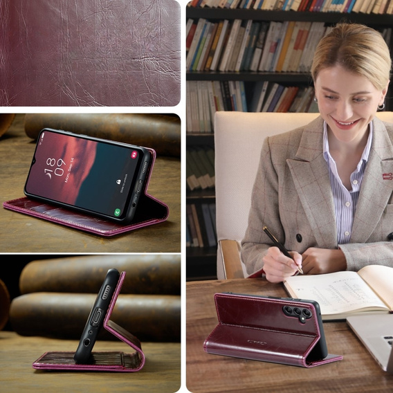 CASEME flipové puzdro pre Samsung Galaxy A34 5G, Waxy Textured, červené