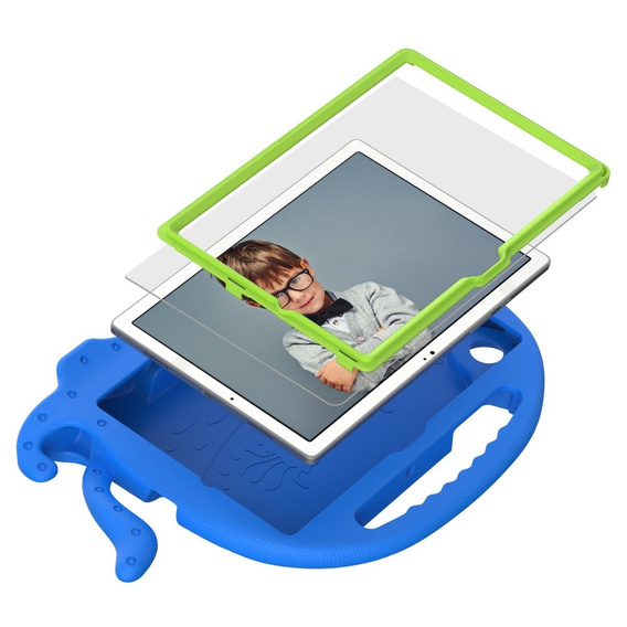 Detské puzdro pre Samsung Galaxy Tab A8 10.5, s rukoväťou, chobotnica, modré