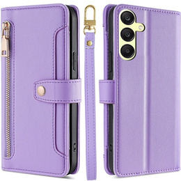 Klapkové puzdro pre Samsung Galaxy A25 5G, Wallet Zipper Pocket, fialové