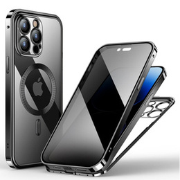Puzdro pre iPhone 14 Pro, Privacy Dual Glass, pre MagSafe, čierne