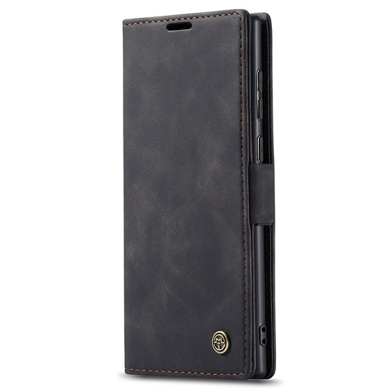CASEME puzdro pre Samsung Galaxy S22 Ultra, Leather Wallet Case, čierne