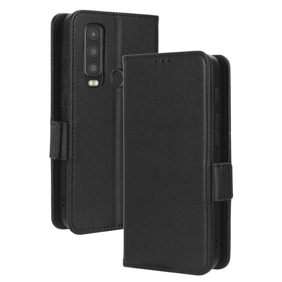 Klapkové puzdro pre Cat S75 5G, Wallet Litchi Magnet, čierne