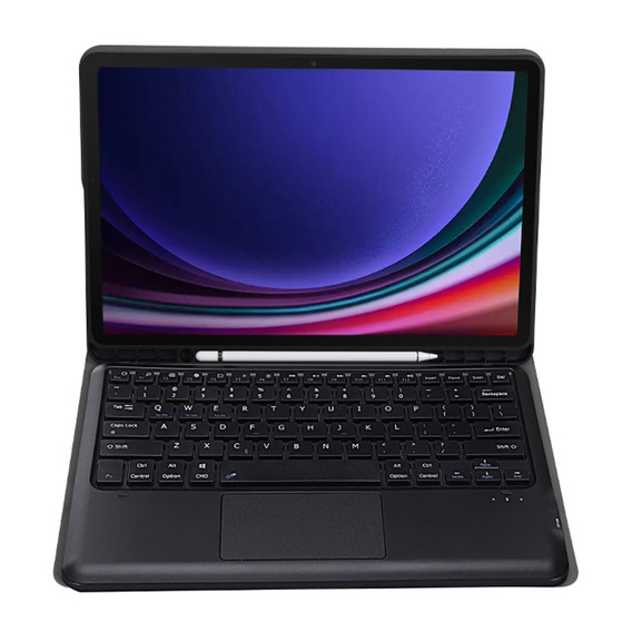Puzdro + klávesnica Samsung Galaxy Tab S9+, Leather Pen Slot TouchPad, čierne