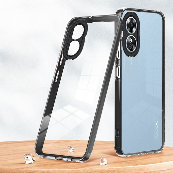 Obal na mobil pre Oppo A17, Fusion Hybrid, transparentné / čierne
