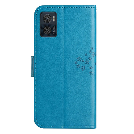 Klapkové puzdro pre Motorola Moto E22 / E22i, Wallet, tree i sowy, modré