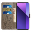 Klapkové puzdro pre Xiaomi Redmi Note 13 Pro+, Butterfly, sivé