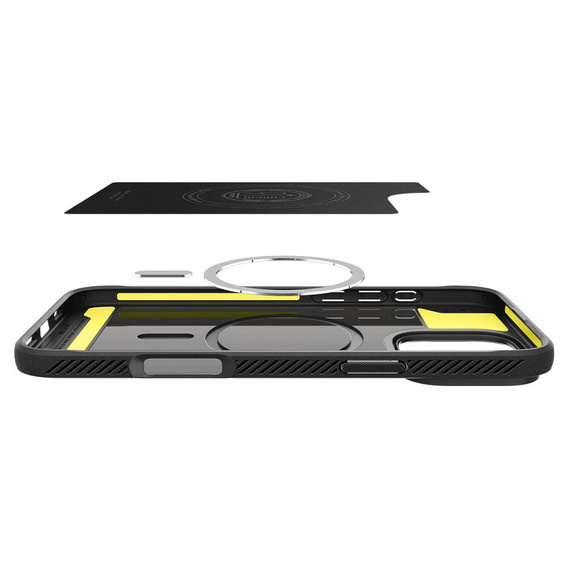 Puzdro Spigen pre iPhone 16 Pro Max, Rugged Armor MagSafe, čierne + tvrdené sklo 9H