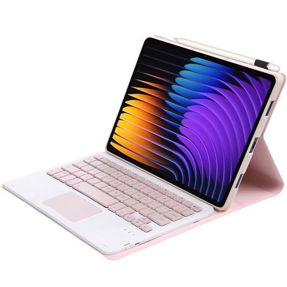 Puzdro s klávesnicou pre Xiaomi Pad 7 / 7 Pro, TouchPad, ružové