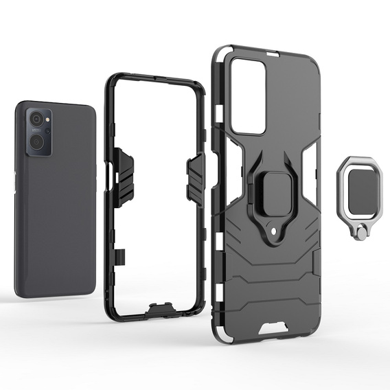 Obal na mobil pre Realme 9i / Oppo A96, Kickstand Ring, čierne
