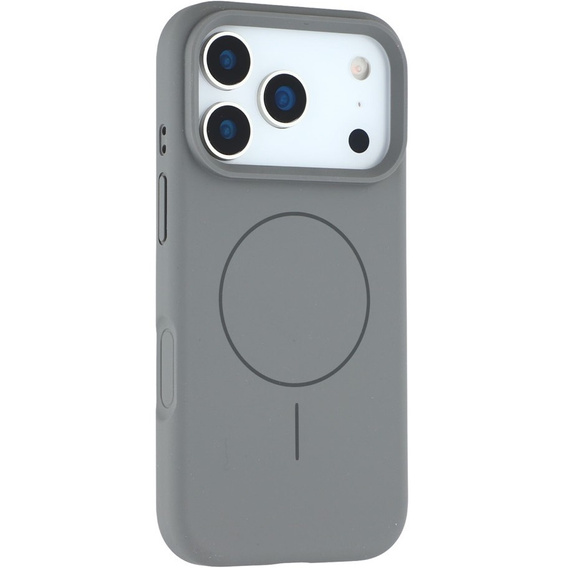 Silikónové puzdro pre iPhone 17 Pro, pre MagSafe, proti nárazom, sivé