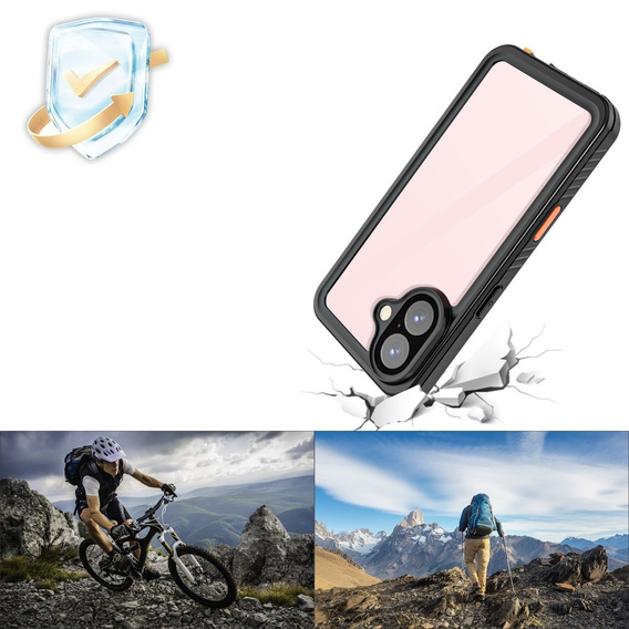 Vodotesné puzdro IP68 pre iPhone 16, čierne