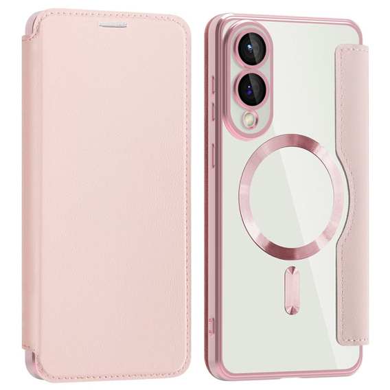 Klapkové puzdro pre Samsung Galaxy S25 Edge, RFID Wallet MagSafe CamShield, ružové