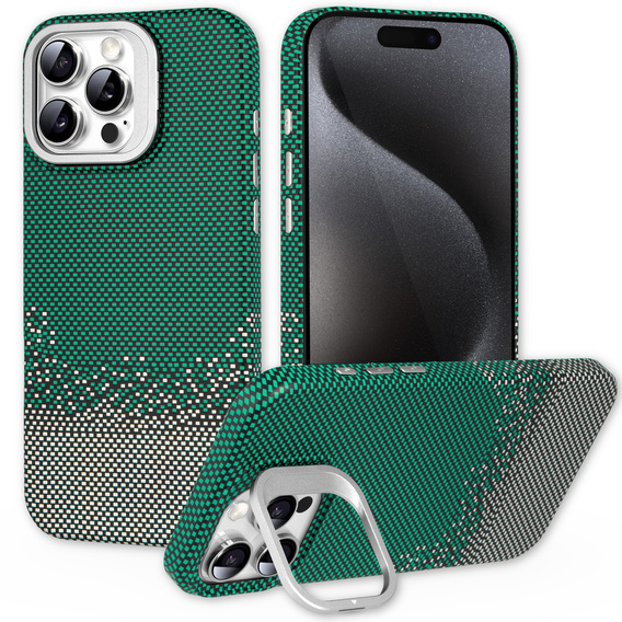 Puzdro pre iPhone 15 Pro, Frame Kickstand, pre MagSafe, Sand Green
