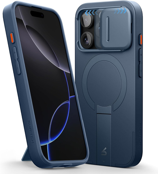 Puzdro pre iPhone 16 Pro, Suritch Shockproof, pre MagSafe, tmavomodré