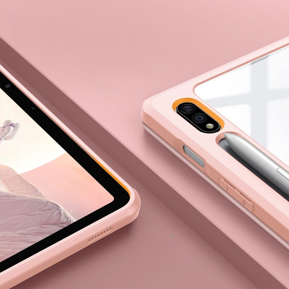 Puzdro pre Samsung Galaxy Tab S10 Lite / S10 FE / S9 FE, Smartcase Hybrid, so slotom na stylus, Marble ružové