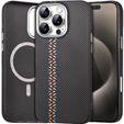 Puzdro pre iPhone 15 Pro Max, Carbon Fiber MagSafe, čierne