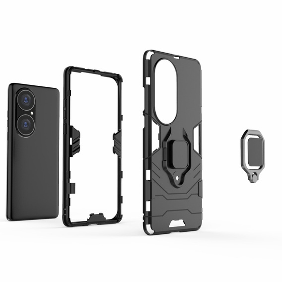 Obal na mobil pre Huawei P50 Pro, Kickstand Ring, čierne