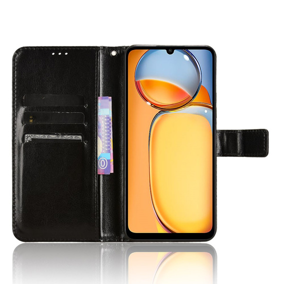 Klapkové puzdro pre Xiaomi Redmi 13C / Poco C65, Crazy Horse Wallet, čierne