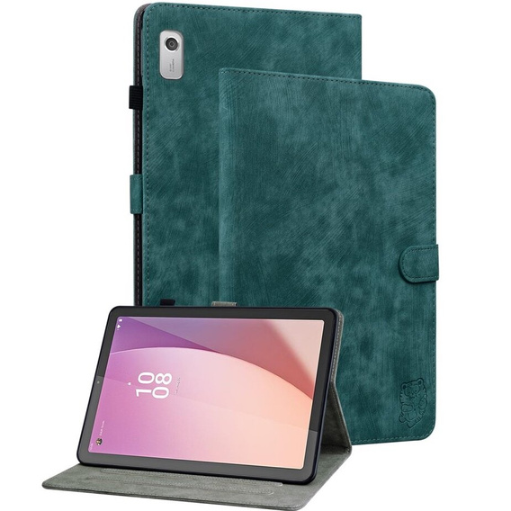 Obal na mobil pre Lenovo Tab M9, Wallet Pen Slot, zelený