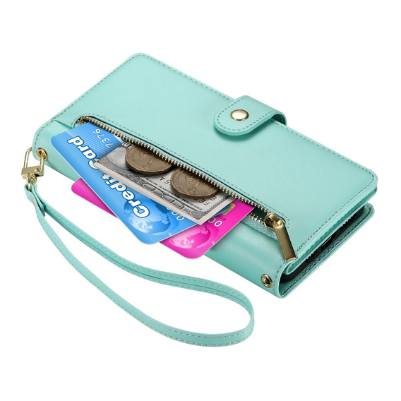 Klapkové puzdro pre Samsung Galaxy S25 Ultra, Wallet Zipper Pocket, zelený